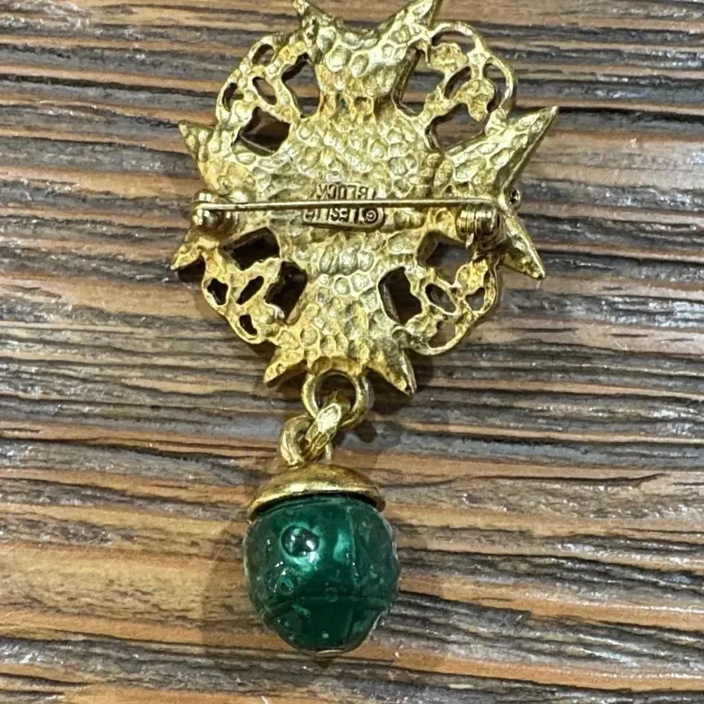 Vintage Gold and Green Starburst Brooch